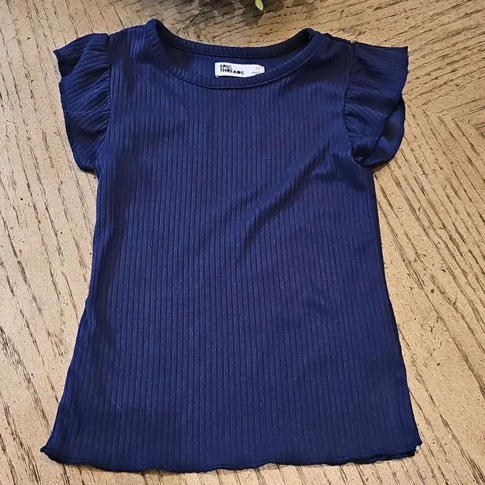 Navy Ribbed T Shirt Size 3 Epic Threads - Picture 7 of 7